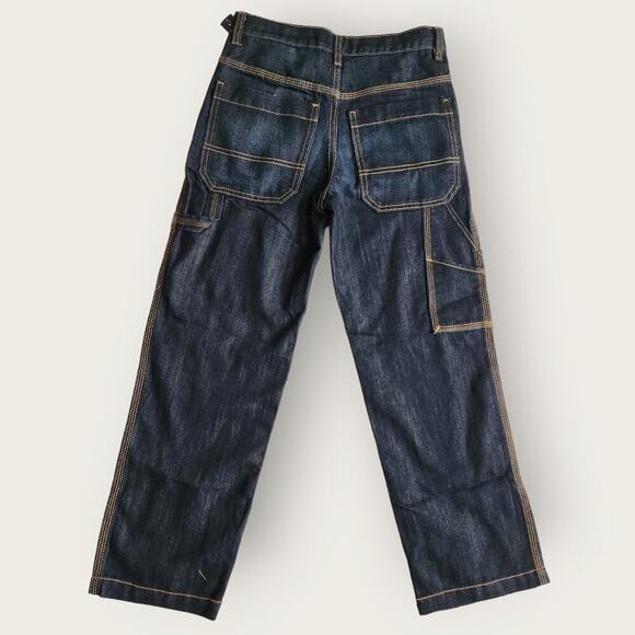 Old Navy Painter Darkwash Straight Leg boys Utility Jeans Size 12 Regular NWT - Picture 2 of 9